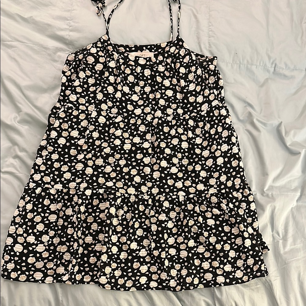 Floral Black and White Dress